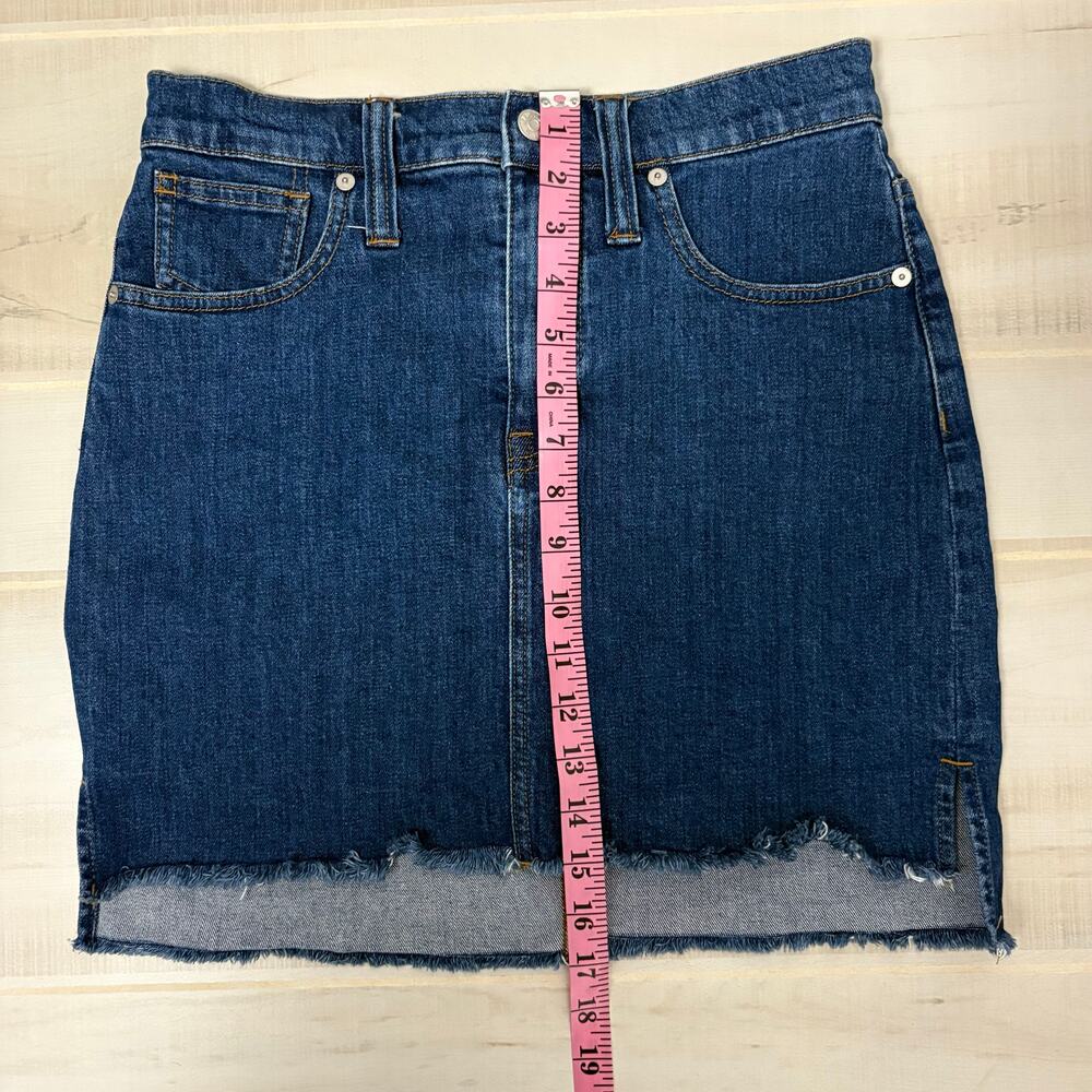 Madewell Denim Miniskirt Women’s Size 26 Medium Wash Step Hemline Side Slits - Picture 11 of 12